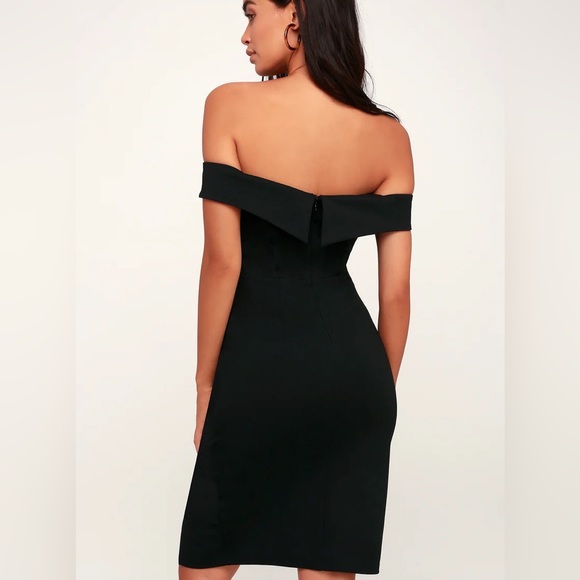 Lulus Classic Glam Black Off-the-Shoulder Bodycon Dress - Picture 3 of 4